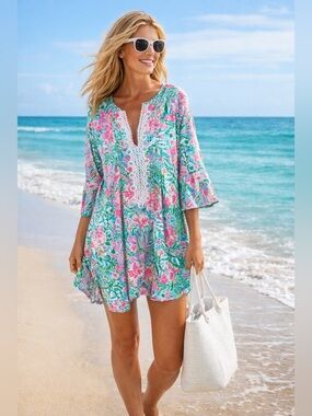 Lilly Pulitzer Pink and Green Cover up Dress